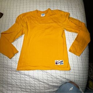 Champion Heritage Highlight Stitch Long Sleeve Shirt Gold Mens Sz SMALL